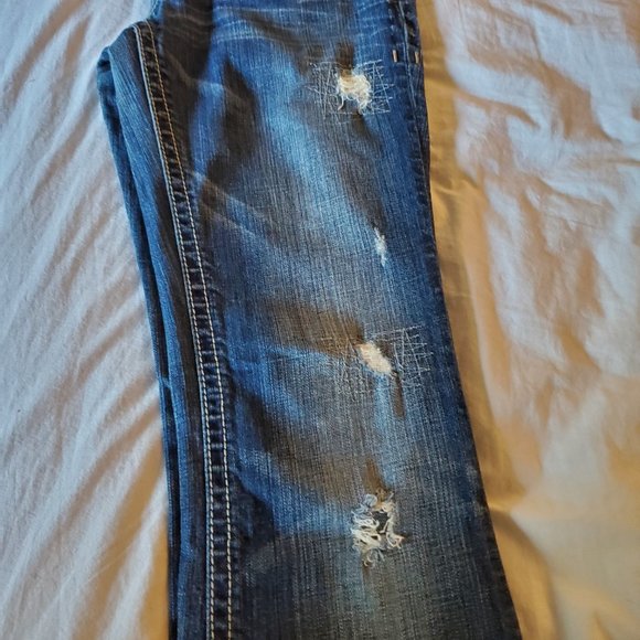MEK Women's Distressed Frisco Bootcut Jeans Size 27/32 - Picture 3 of 4